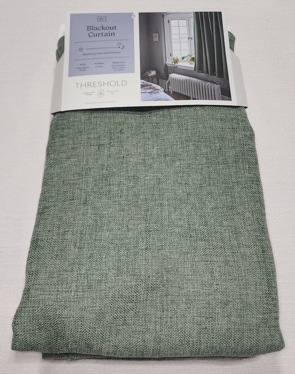 Threshold blackout curtain 1 panel W50''x L63'' Fern Green Aruba-NEW